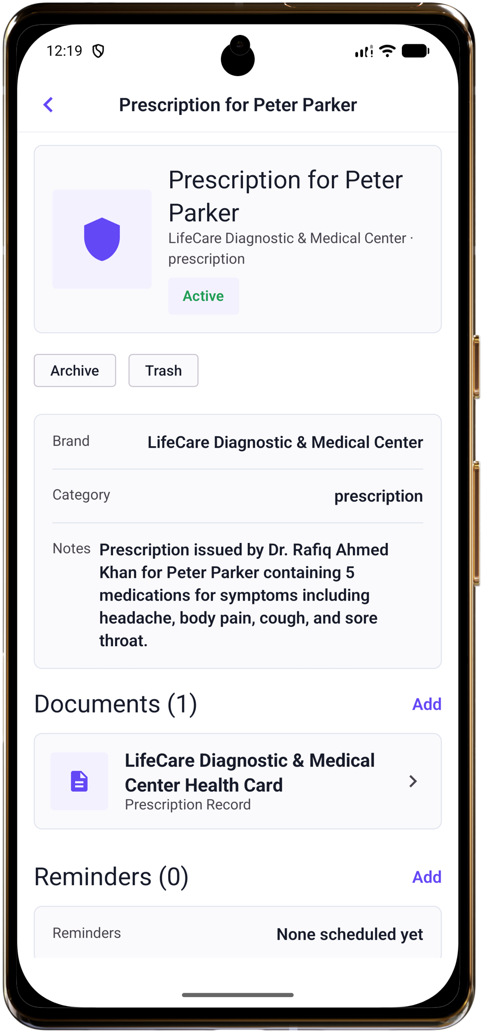 OwnlyAI smart reminder screen